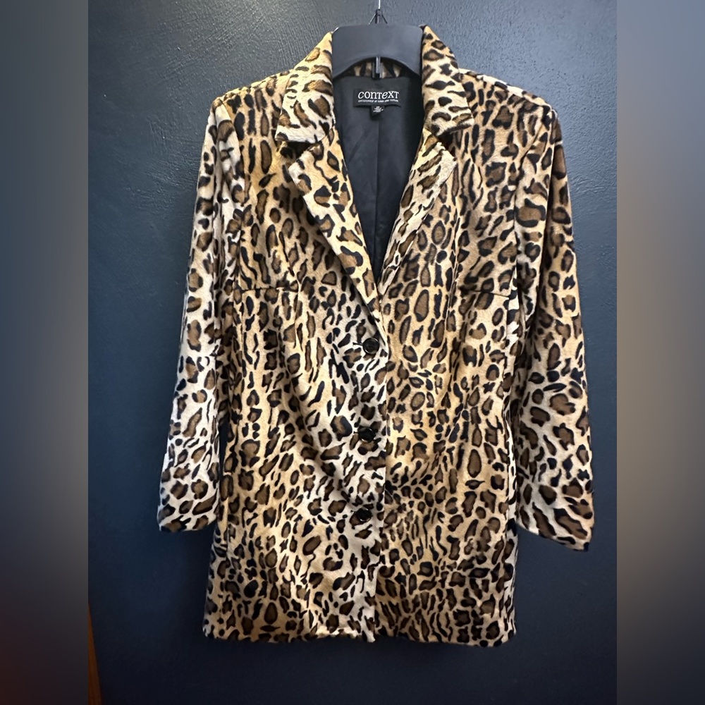 Context Faux Fur Cheetah Print Jacket Size Small Exclusively for Lord & Taylor